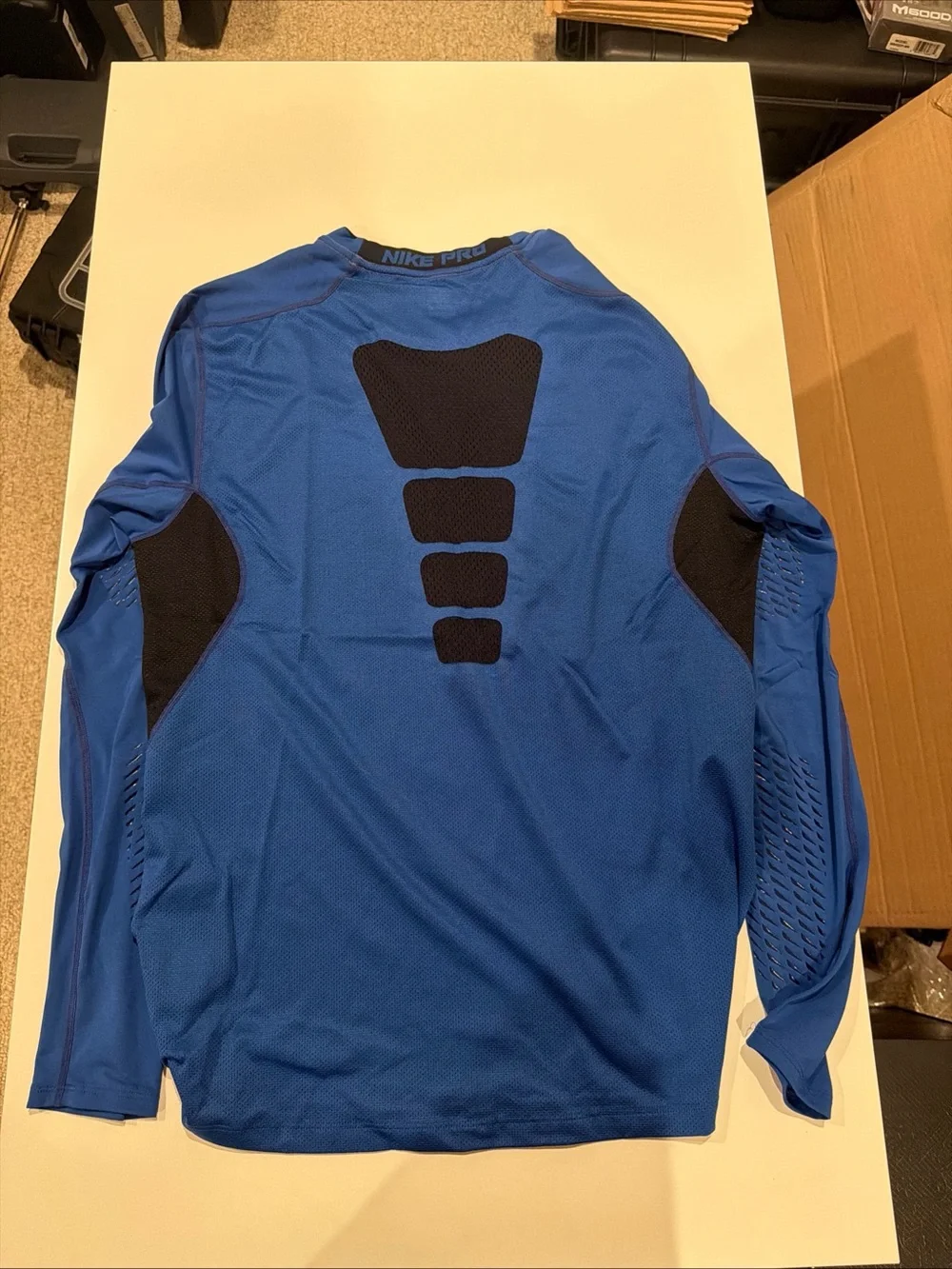 Nike Pro Combat Men's Long Sleeve Training Top in Royal Blue with Black Accents